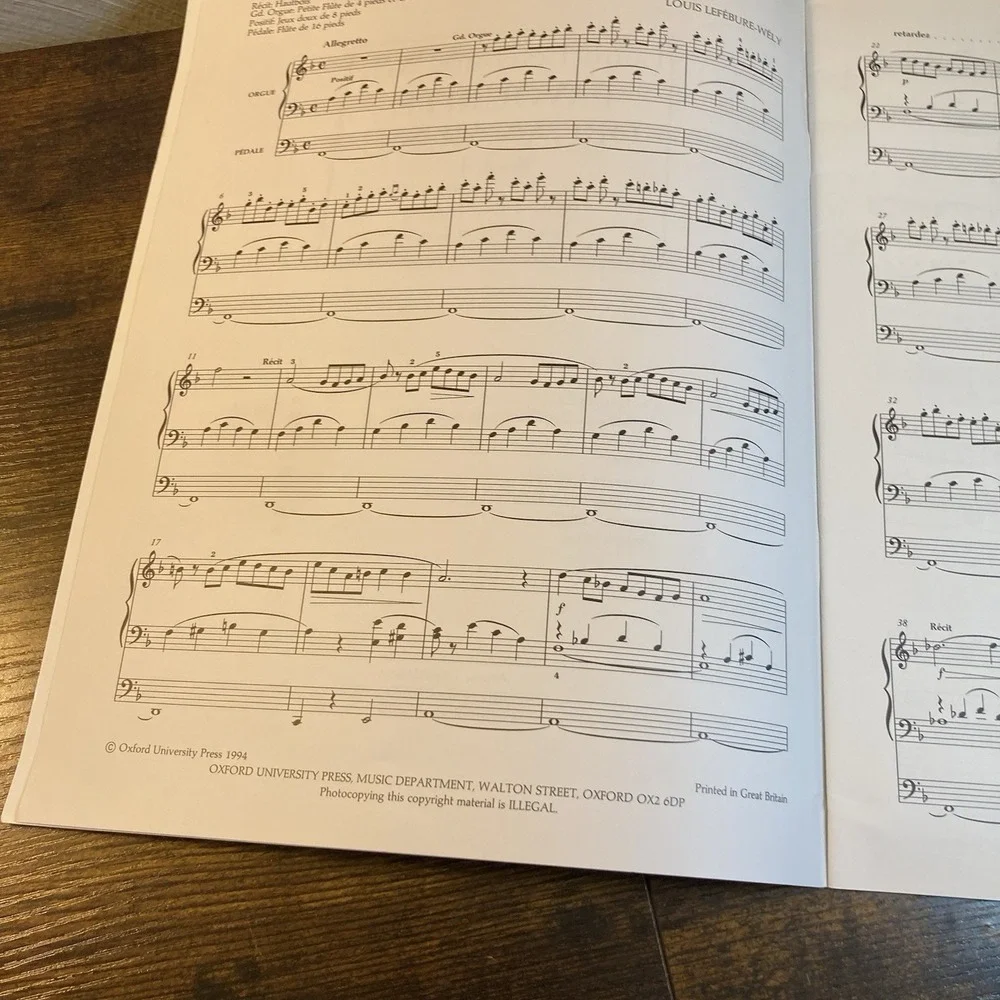 Favourite Organ‎ Music Book 1 Nine Easy Pieces Paperback Lefebure Wely Sanger